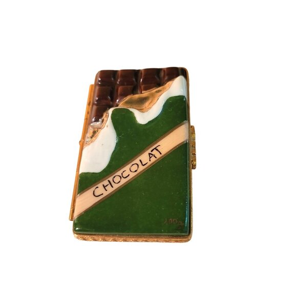 Limoges Peint Main Chocolat Signed Hinged Trinket Vintage Box France 2.5'' - Picture 1 of 10